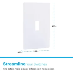 Power Gear Single Toggle Screwless Wall Plate, White