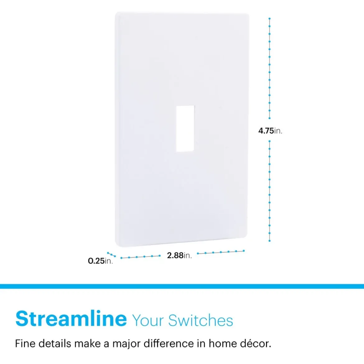 Power Gear Single Toggle Screwless Wall Plate, White