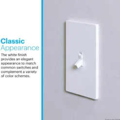 Power Gear Single Toggle Screwless Wall Plate, White