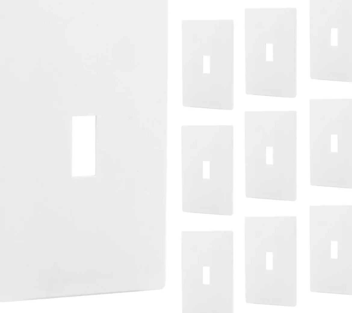 Power Gear Single Toggle Screwless Wall Plate, White, 10 Pack