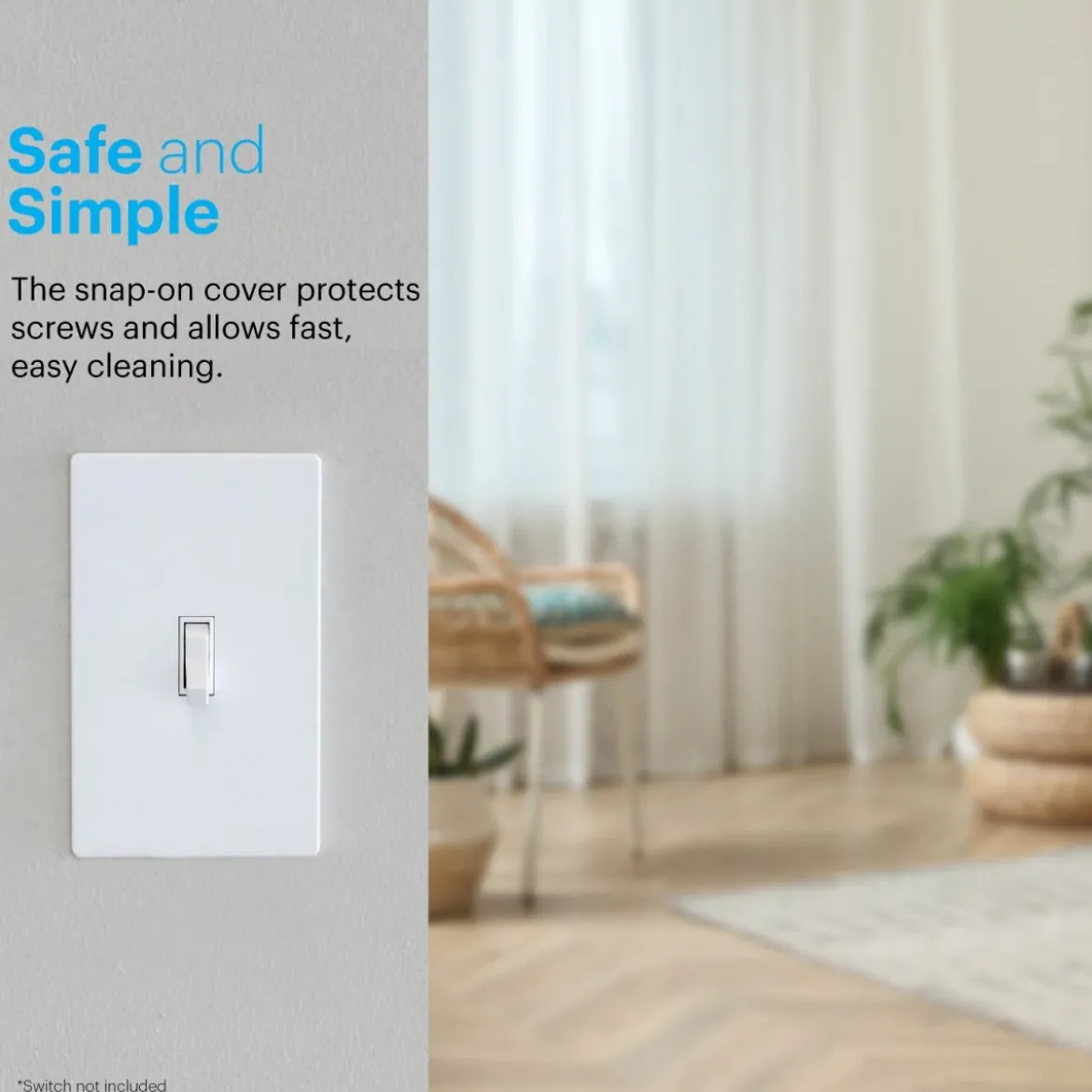 Power Gear Single Toggle Screwless Wall Plate, White, 10 Pack