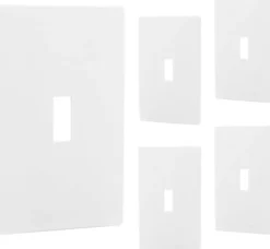 Power Gear Single Toggle Screwless Wall Plate, White, 5 Pack