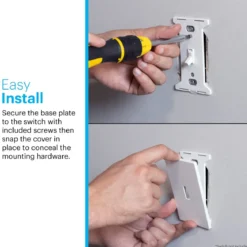 Power Gear Single Toggle Screwless Wall Plate, White, 5 Pack