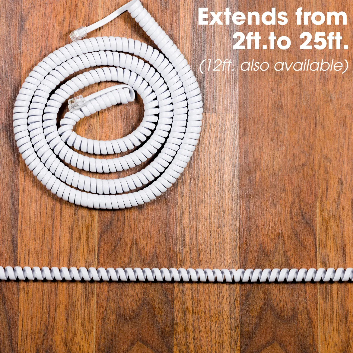Power Gear Telephone Coiled Handset Cord, 25ft., White