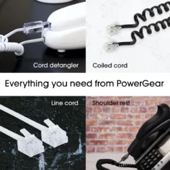 Power Gear Telephone Coiled Handset Cord, 25ft., White