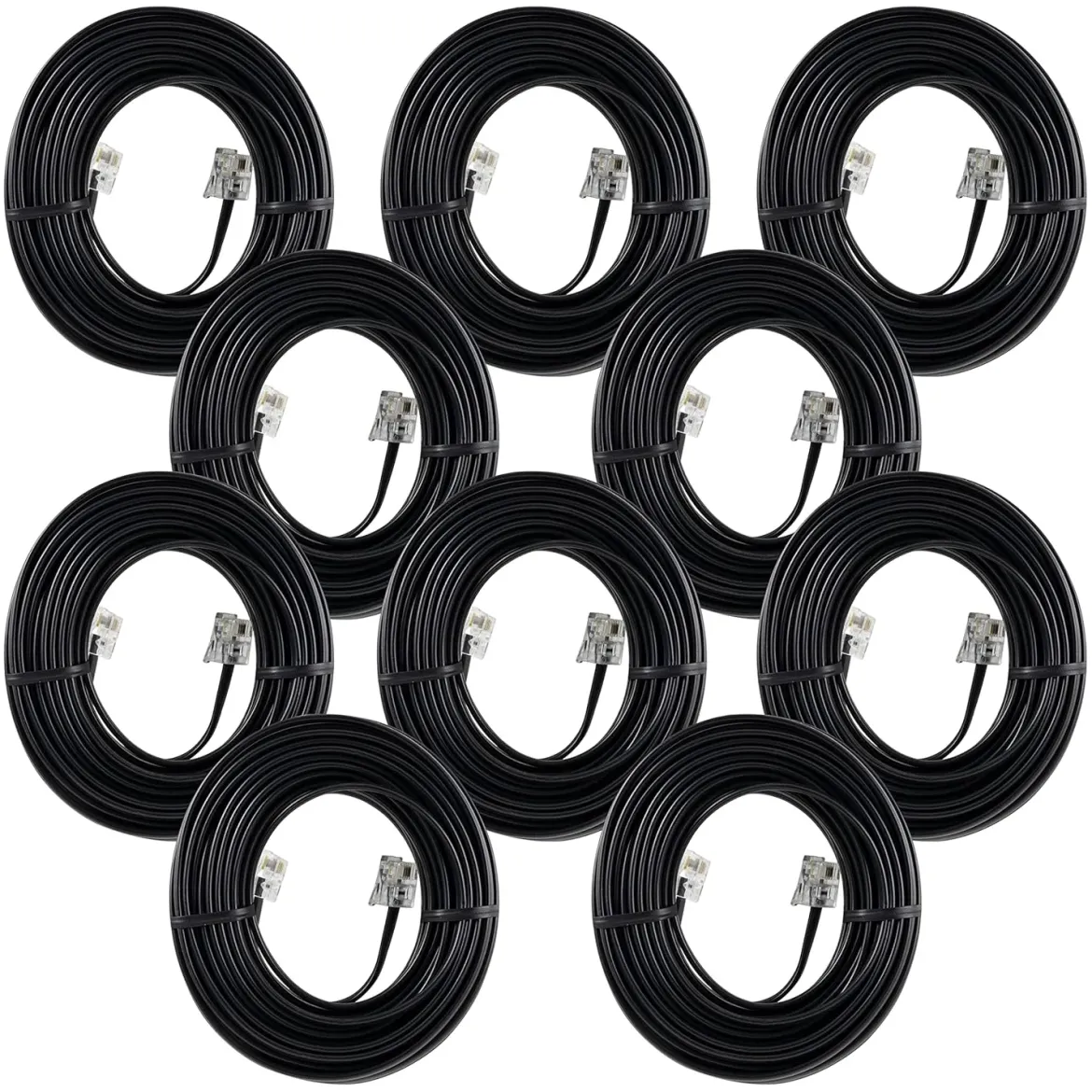 Power Gear Telephone Line Cord, 10 Pack, 25 Feet