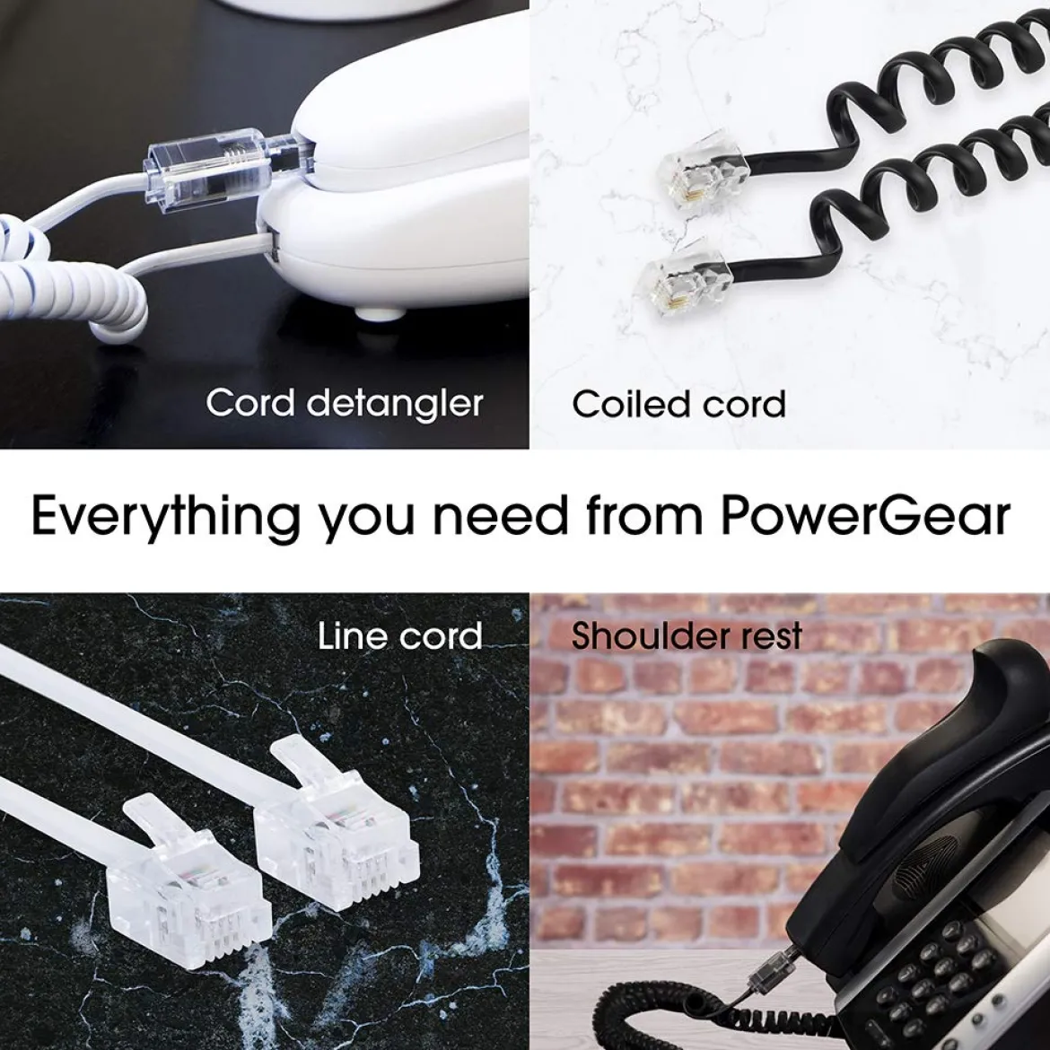 Power Gear Telephone Line Cord, 10 Pack, 25 Feet