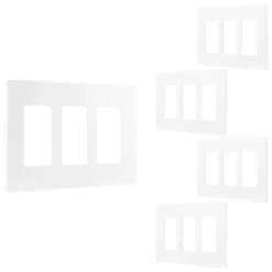 Power Gear Triple Screwless Rocker Light Switch Wall Plate, 5 Pack, White