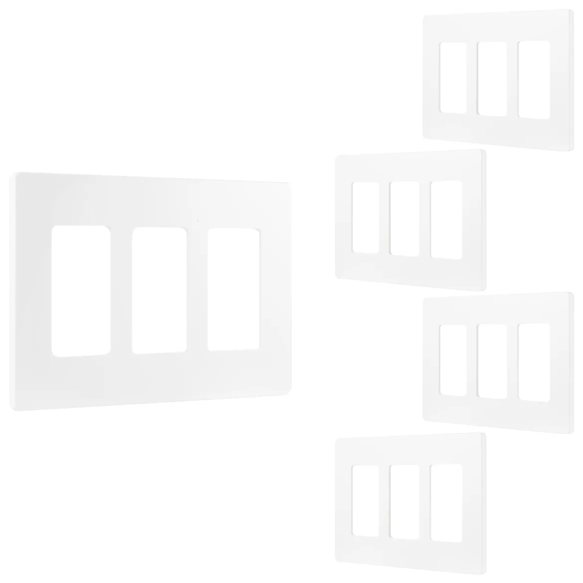 Power Gear Triple Screwless Rocker Light Switch Wall Plate, 5 Pack, White