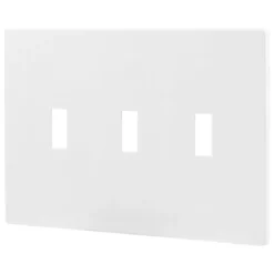 Power Gear Triple Toggle Screwless Wall Plate, White