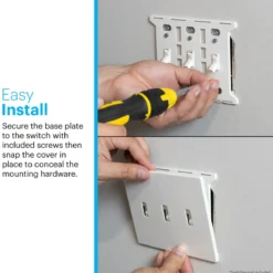 Power Gear Triple Toggle Screwless Wall Plate, White