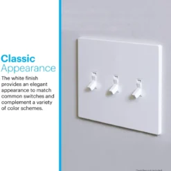 Power Gear Triple Toggle Screwless Wall Plate, White