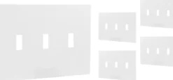 Power Gear Triple Toggle Screwless Wall Plate, White, 5 Pack