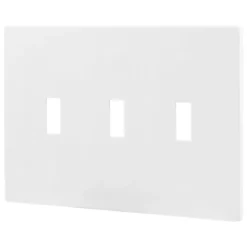 Power Gear Triple Toggle Screwless Wall Plate, White, 5 Pack