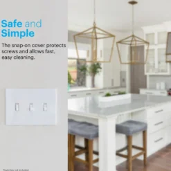 Power Gear Triple Toggle Screwless Wall Plate, White, 5 Pack