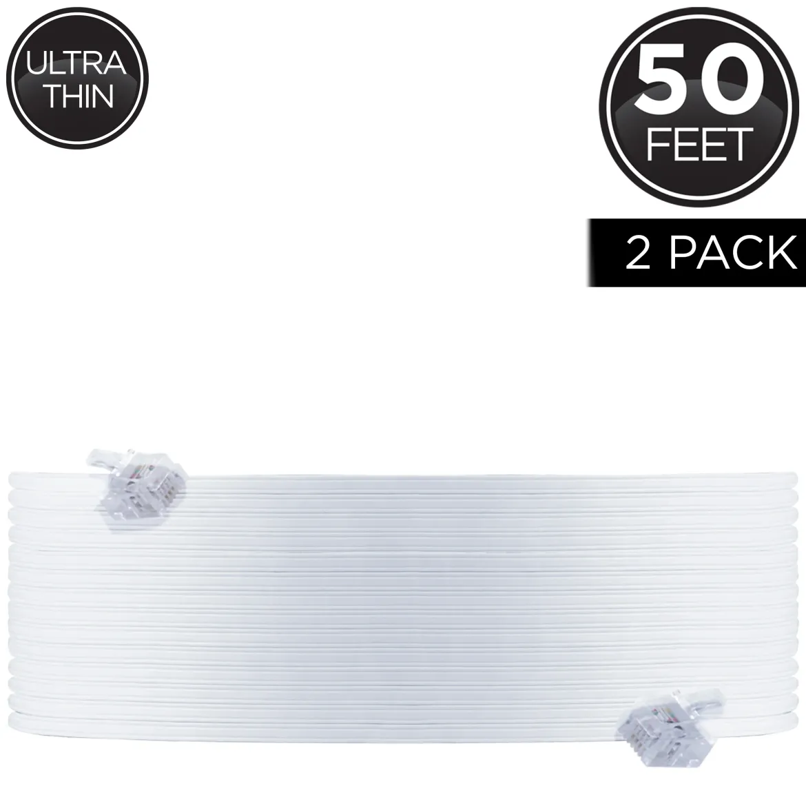 Power Gear Ultra-Thin 50ft. Line Cord, White, 2pk
