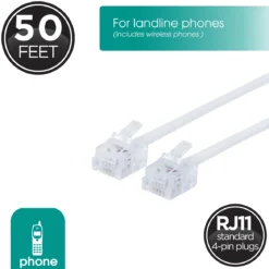 Power Gear Ultra-Thin 50ft. Line Cord, White, 2pk