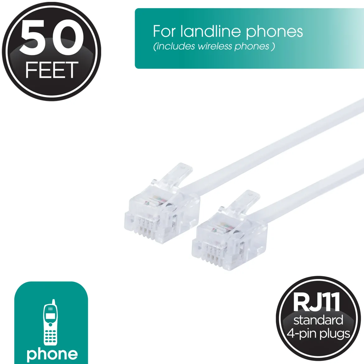 Power Gear Ultra-Thin 50ft. Line Cord, White, 2pk