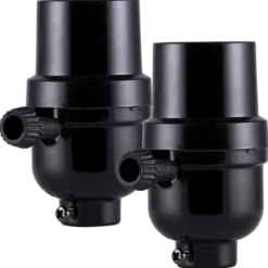 Power Gear 3-Way Lamp Socket, Black 2 Pack