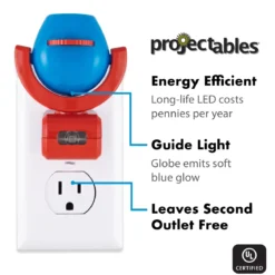 Projectables Disney Mickey & Minnie Light Sensing 6-Image LED Night Light, Blue/Red