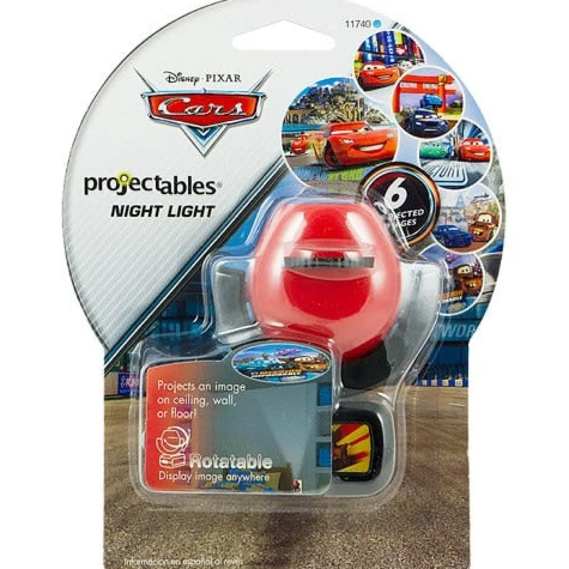 Projectables Disney Pixar Cars Light Sensing 6-Image LED Night Light, Black