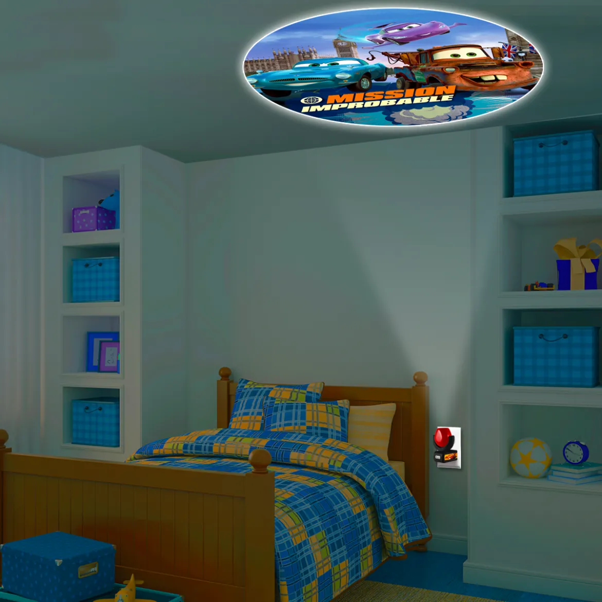Projectables Disney Pixar Cars Light Sensing 6-Image LED Night Light, Black