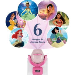 Projectables Disney Princesses Light Sensing 6-Image LED Night Light, Pink