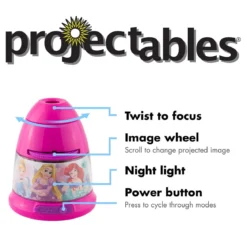 Projectables Disney Princesses Tabletop 8-Image LED Night Light, Pink