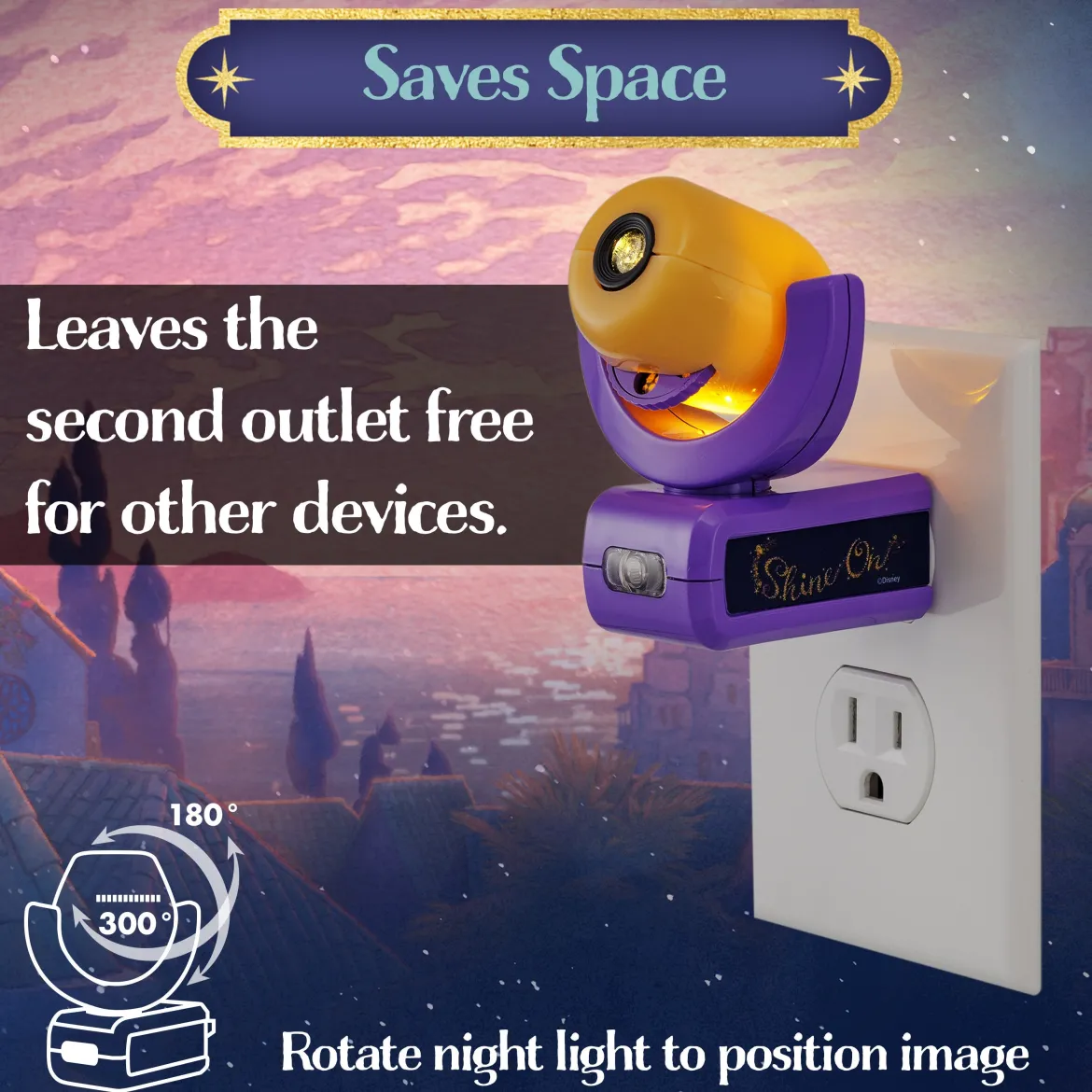 Projectables Disney WISH LED Night Light, Purple