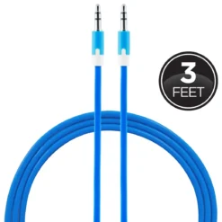 Uber 3ft. 3.5mm Auxiliary Audio Cable, Blue/White