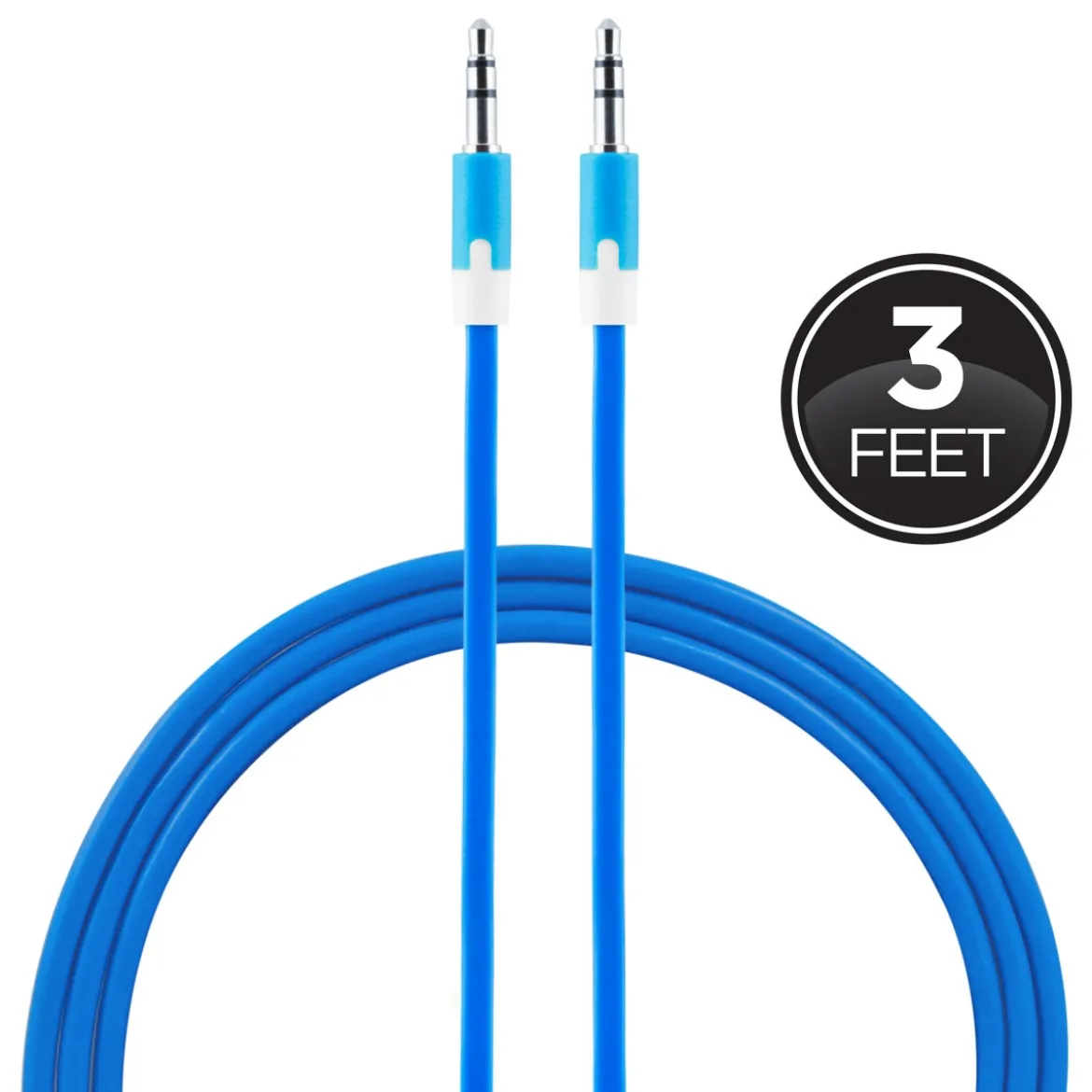 Uber 3ft. 3.5mm Auxiliary Audio Cable, Blue/White