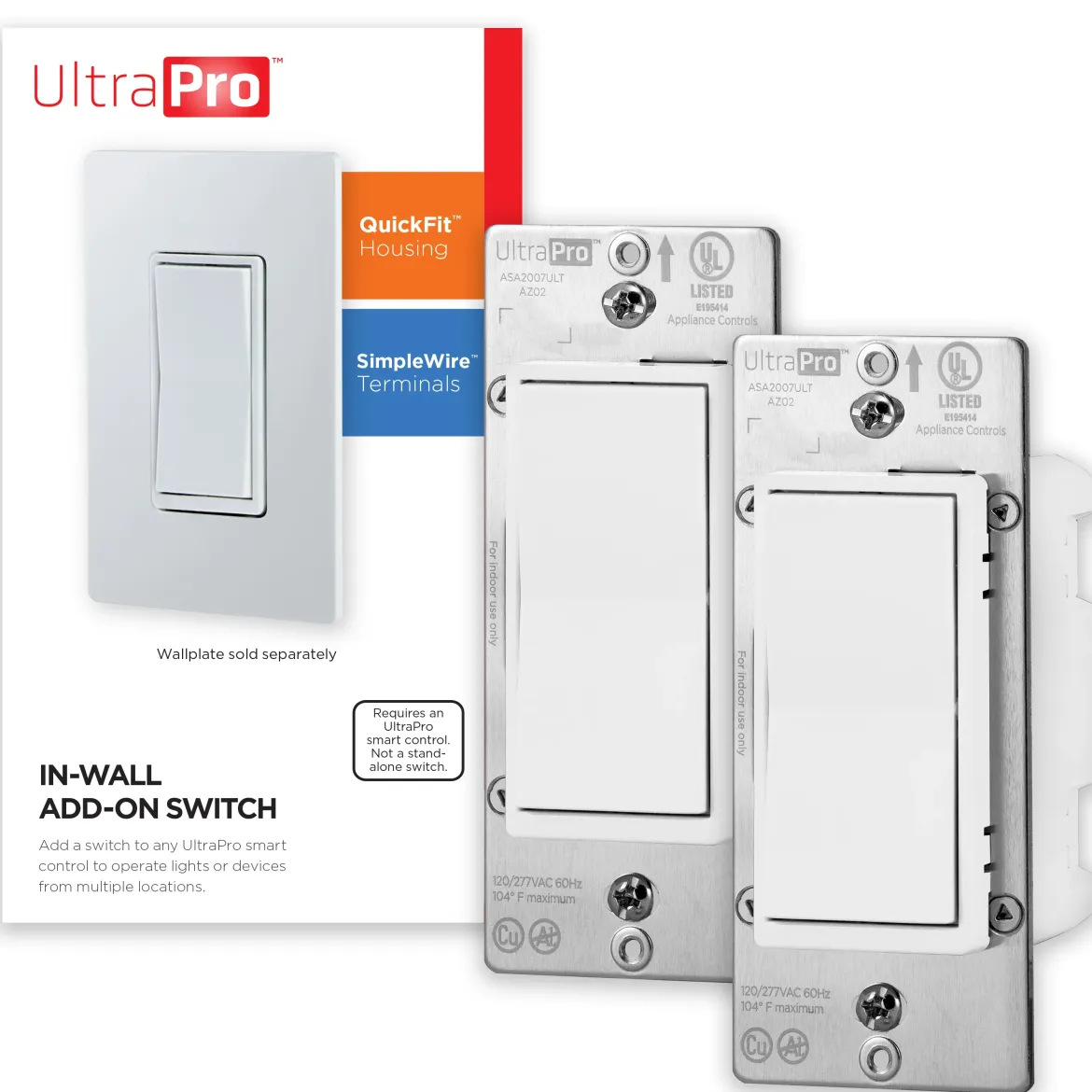 UltraPro Add-on Switch with QuickFit and SimpleWire 2pk
