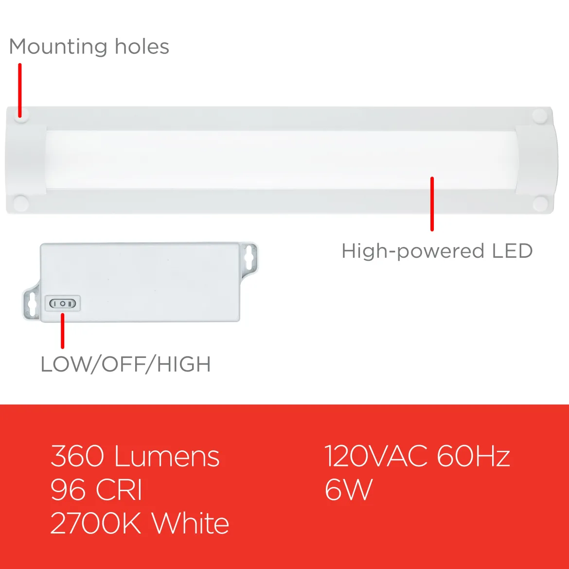 UltraPro Bright-Select Plug-In LED Light Fixture, 12in
