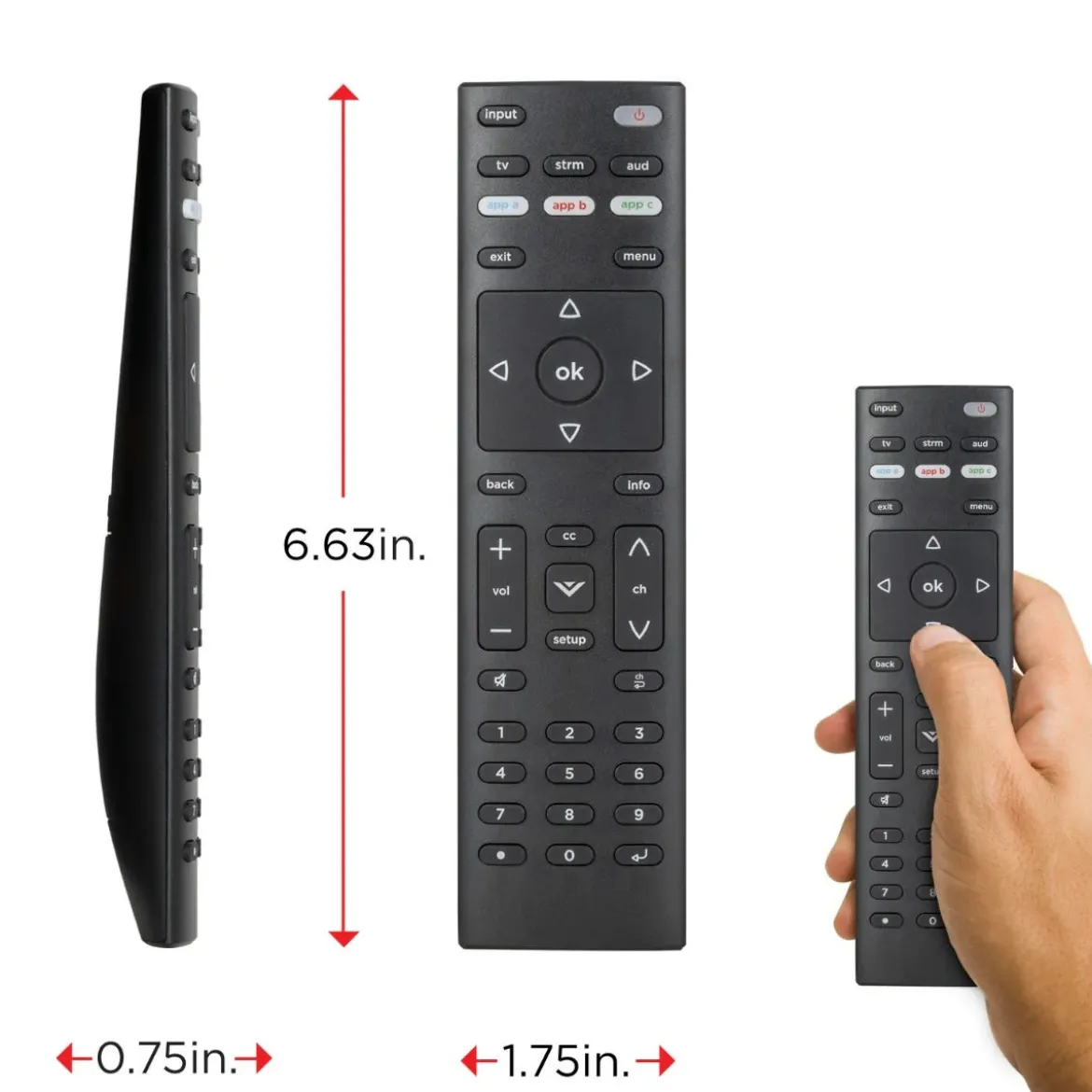 UltraPro 3-Device Universal Vizio Replacement Remote, Black