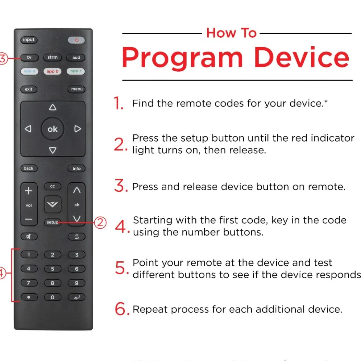 UltraPro 3-Device Universal Vizio Replacement Remote, Black