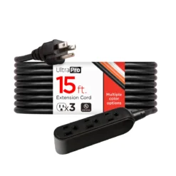 UltraPro 15ft. Outdoor Extension Cord, 3 Grounded Outlet, Black
