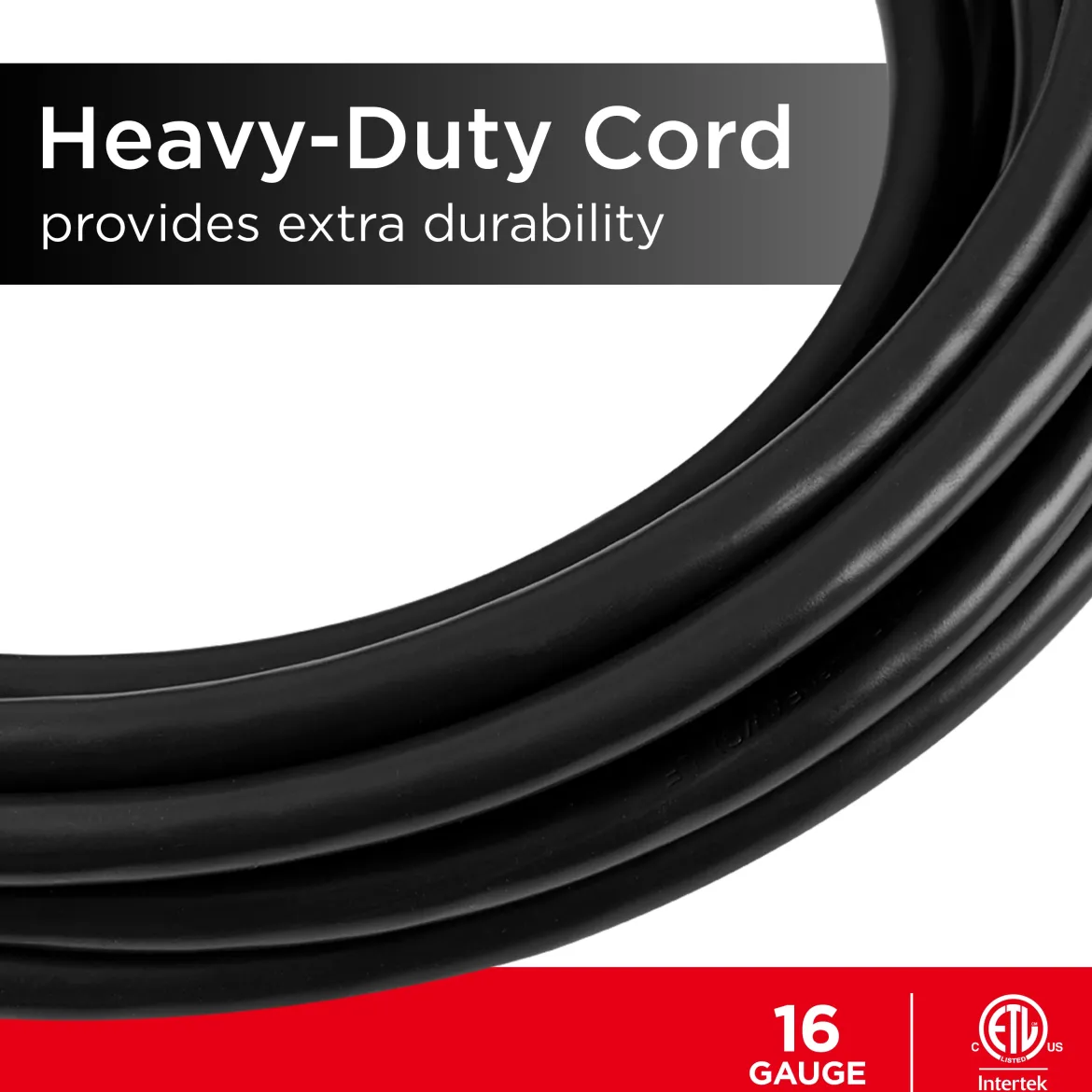 UltraPro 25ft. 3-Outlet Grounded Extension Cord, 2 Pack, Black