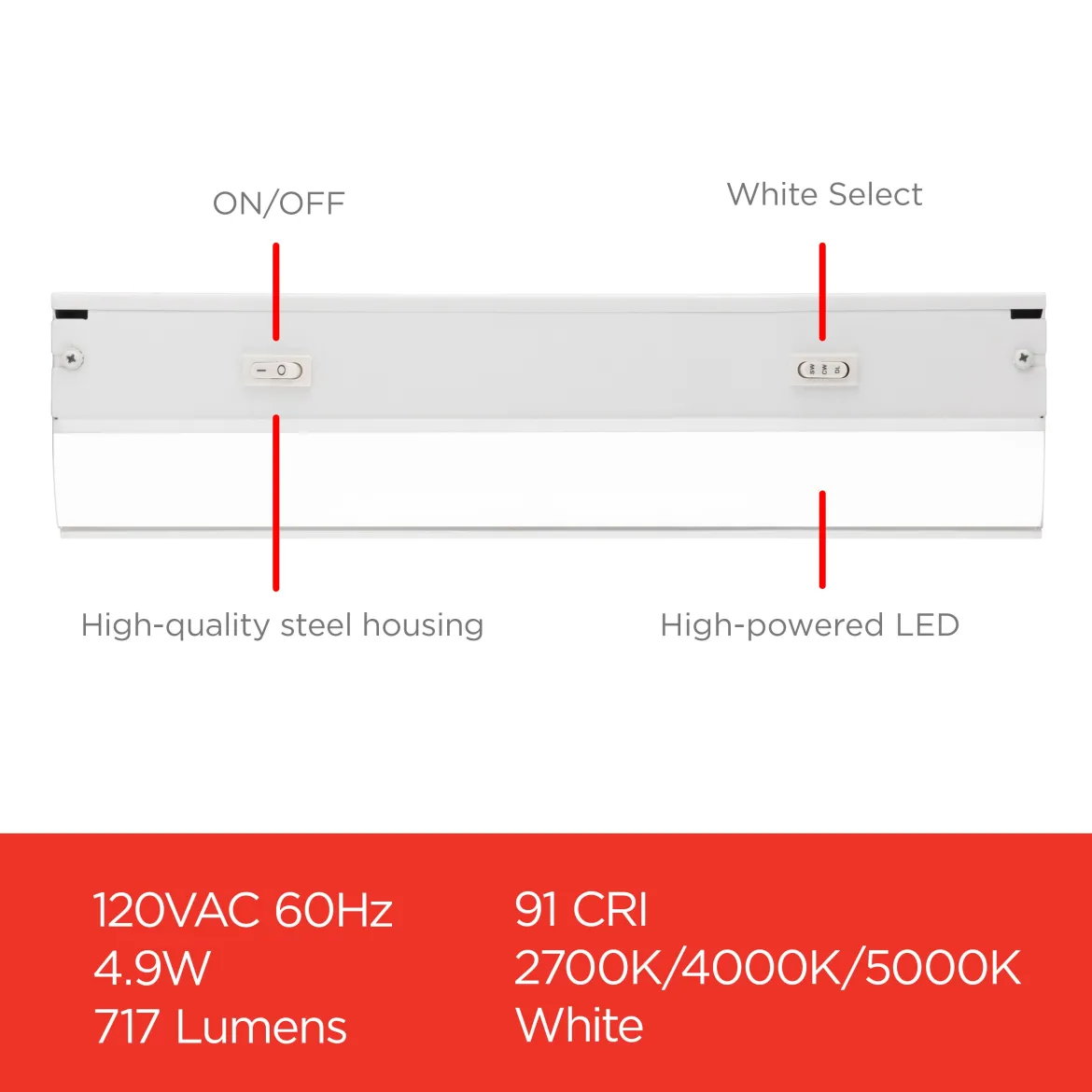 UltraPro 18in. Direct Wire LED Light Fixture, White
