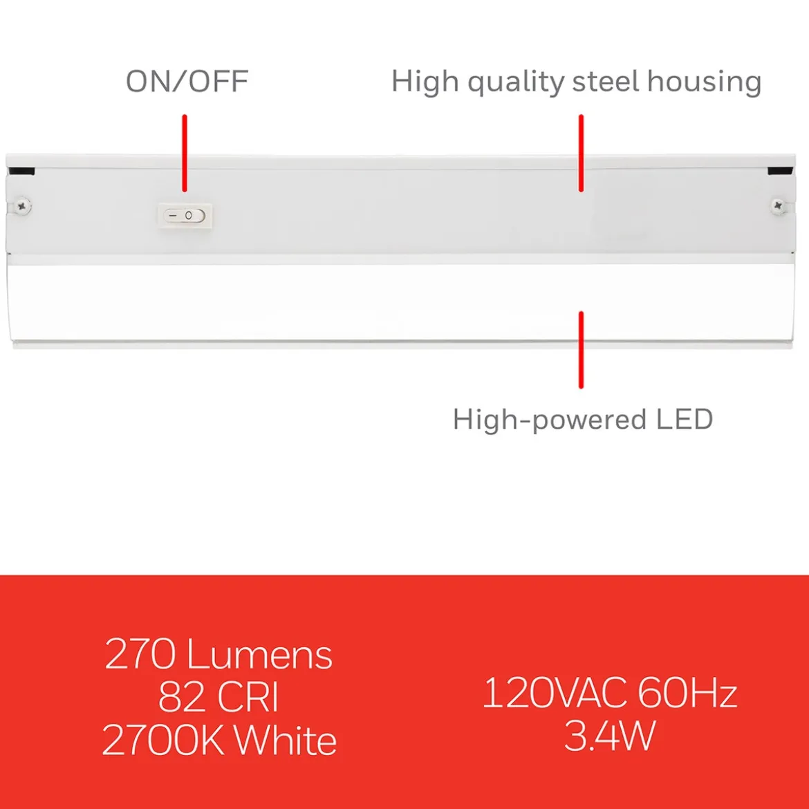 UltraPro 12in. On/Off Direct Wire LED Light Fixture