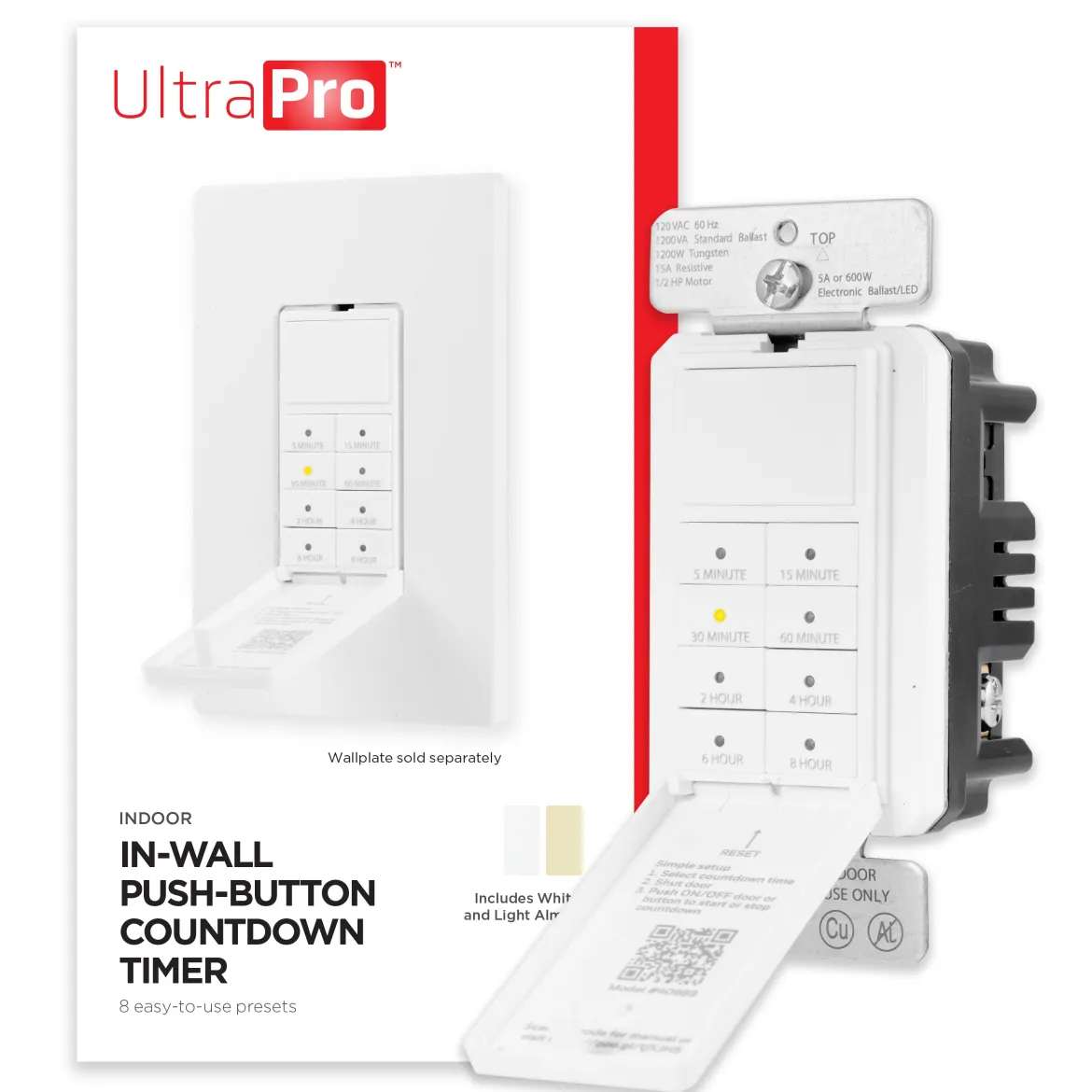 UltraPro In-Wall Push-Button Countdown Timer, White