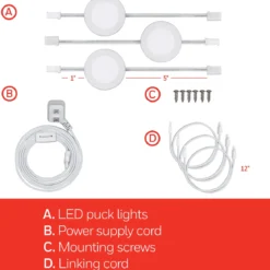 UltraPro Linkable Recessed Puck Lights, 3 pk