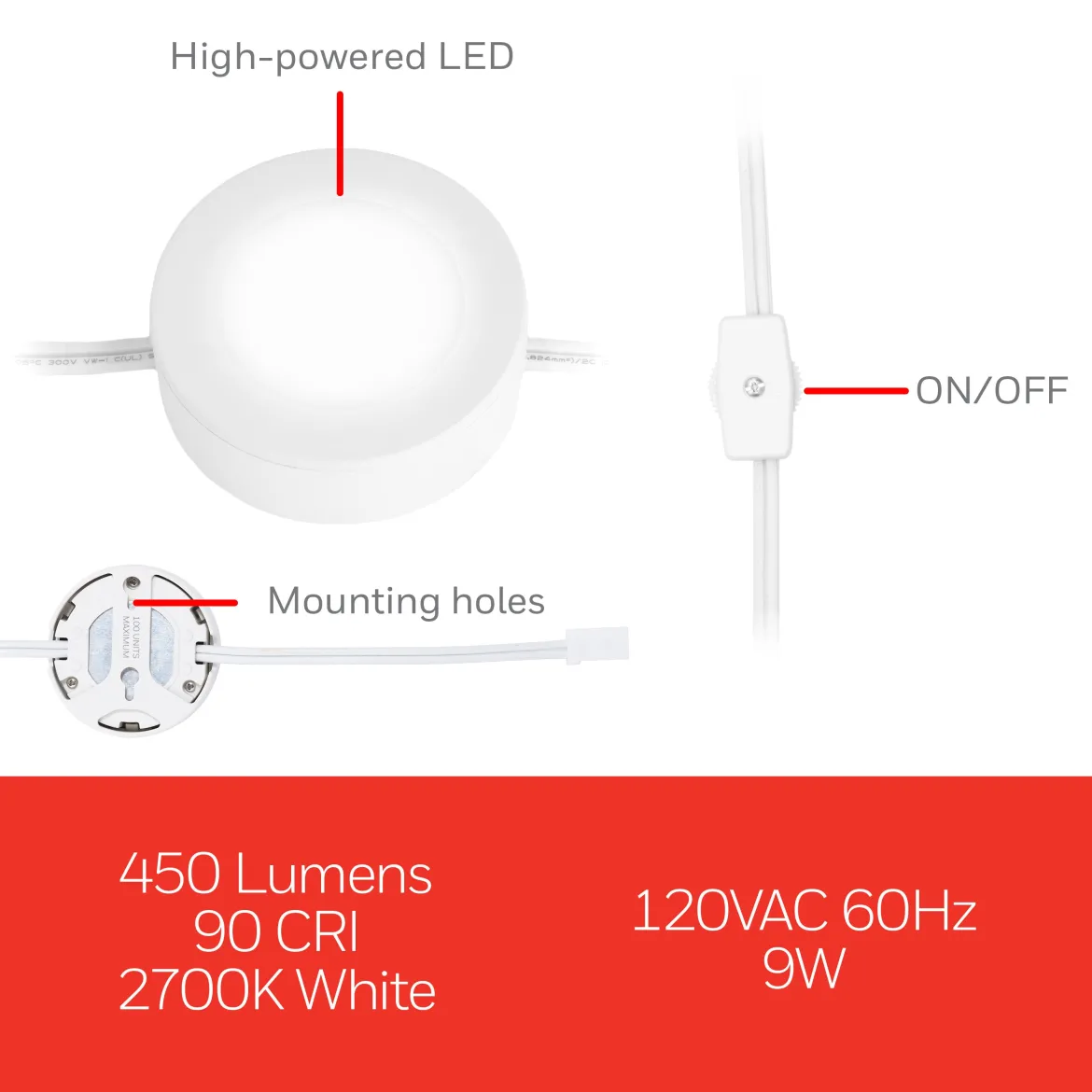 UltraPro Linkable Recessed Puck Lights, 3 pk