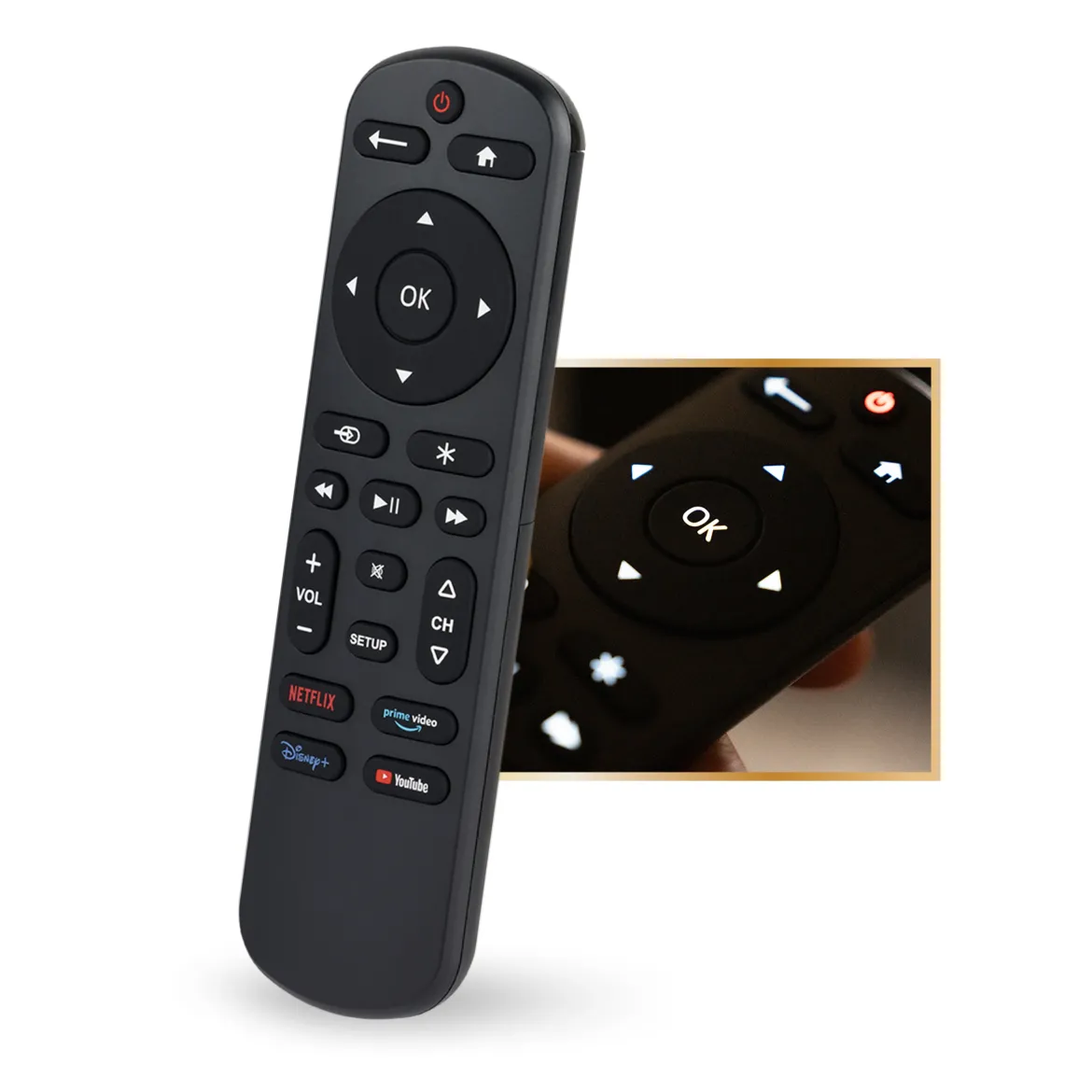 UltraPro OneTouch Streaming Replacement Remote for Smart TVs, Backlit