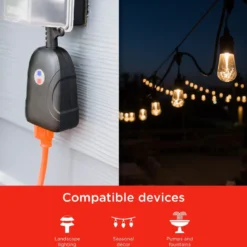 UltraPro Outdoor Plug-In 2-Outlet WiFi Smart Switch, Black