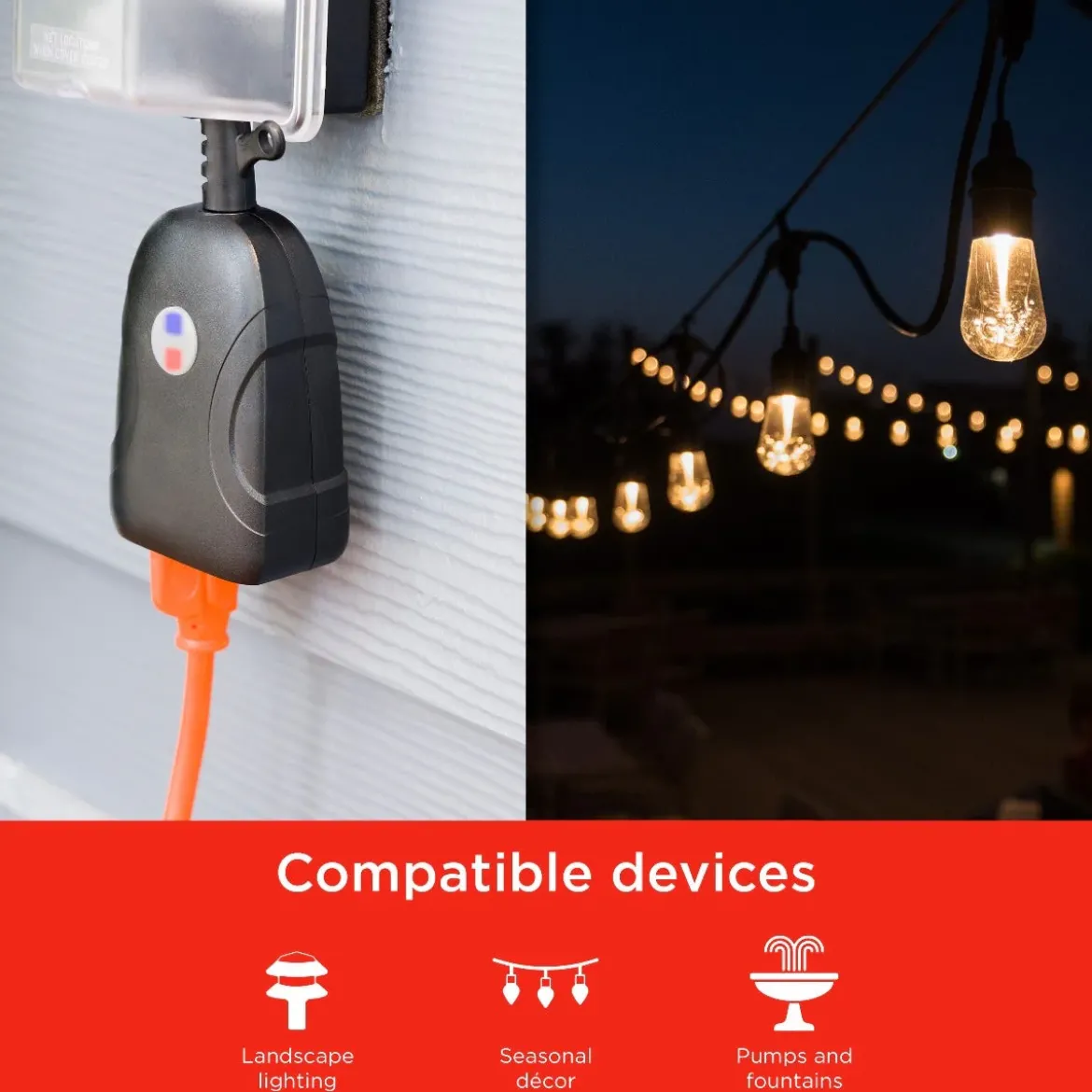 UltraPro Outdoor Plug-In 2-Outlet WiFi Smart Switch, Black