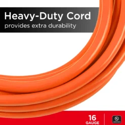 UltraPro 1-Outlet Grounded Extension Cord, Indoor/Outdoor, 16 Gauge, 25ft., Orange