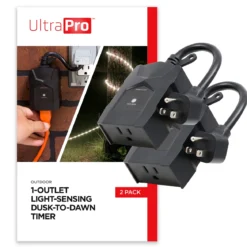 UltraPro 1-Outlet Outdoor Dusk-to-Dawn Timer, 2 Pack