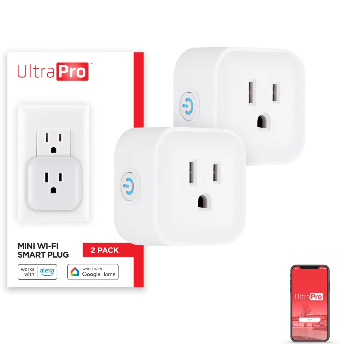 UltraPro Plug-In Mini WiFi Smart Switch, 2 Pack, White