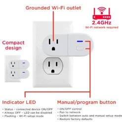 UltraPro Plug-In 1-Outlet WiFi Smart Switch, 2 Pack, White