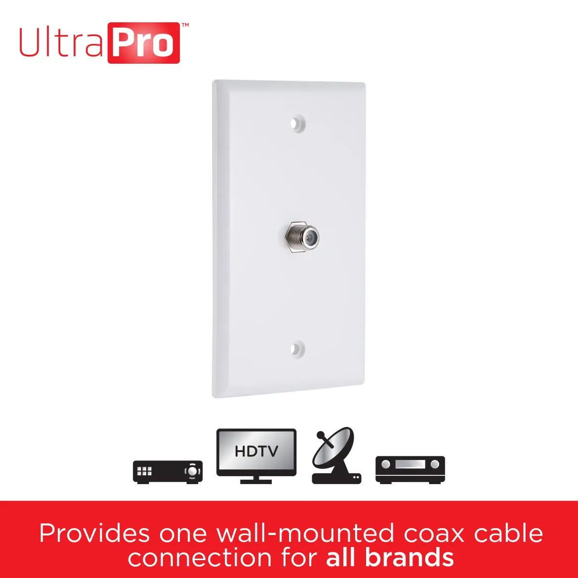 UltraPro Wall Plate, Single Coax, White, 8 Pack